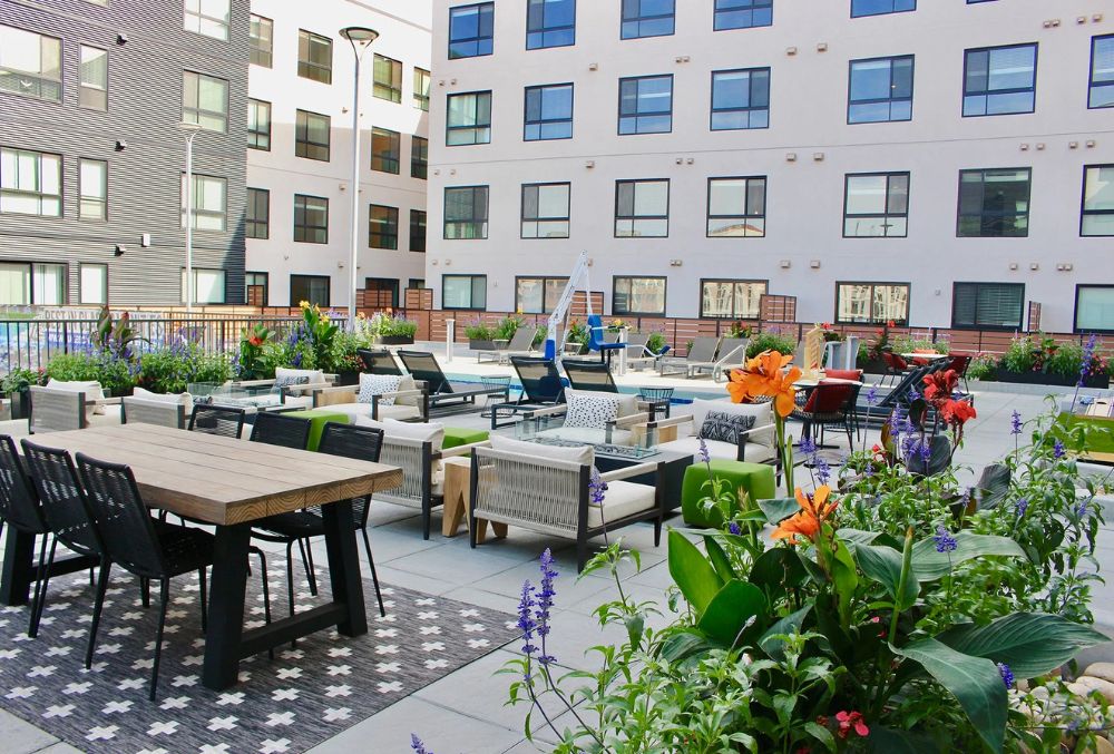 commercial courtyard decorative concrete patio
